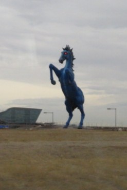 Blucifer the Blue Mustang statue of Denver International Airport
