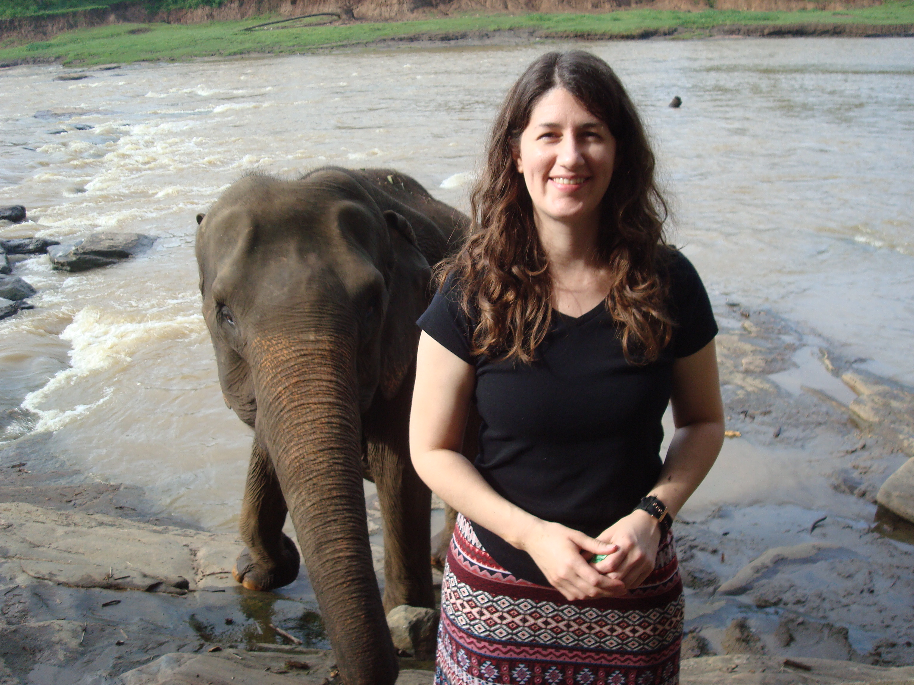 author Tamara with an elephant