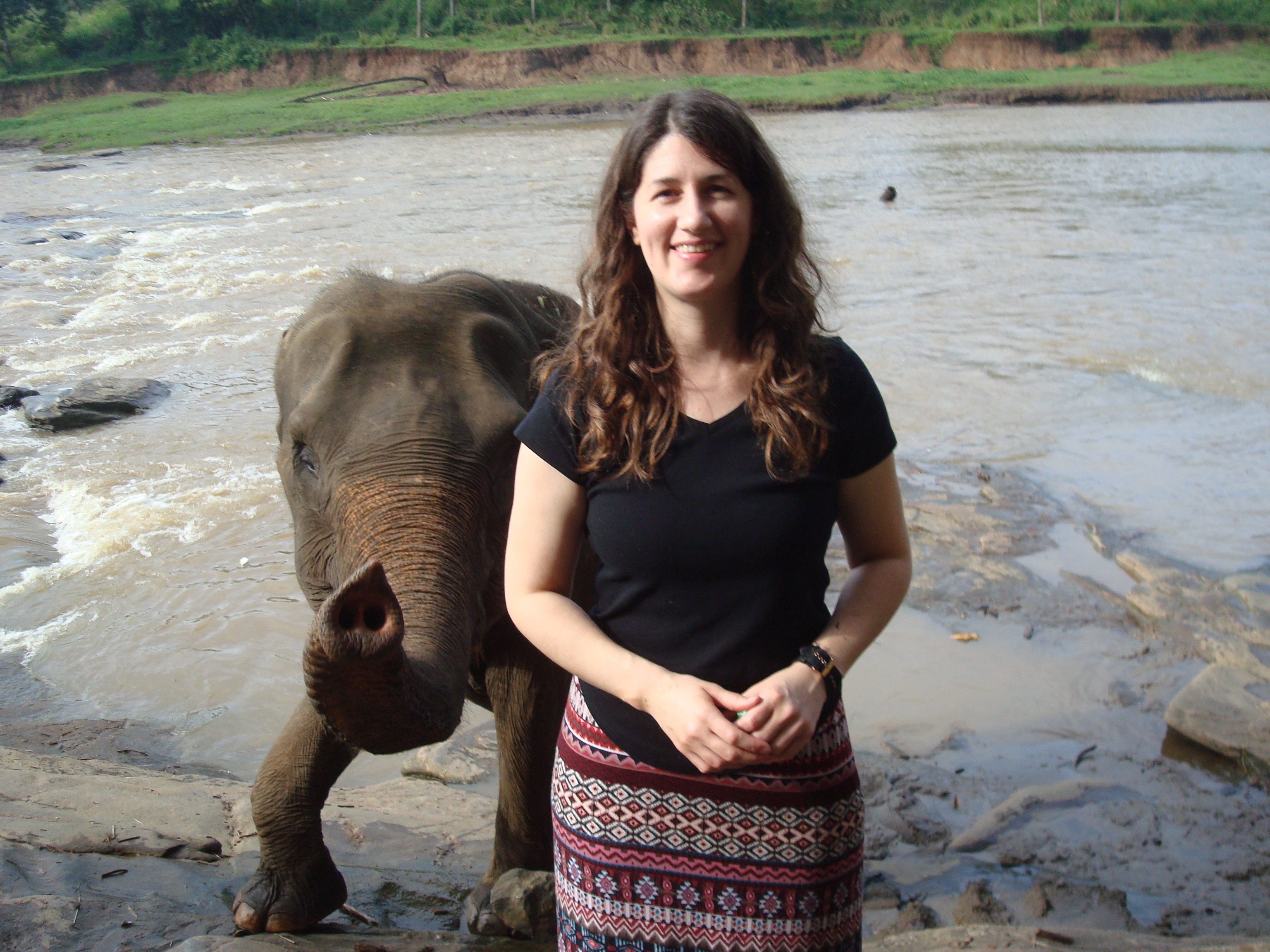 author Tamara with an elephant