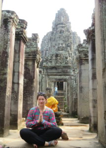 Meditation pose at a Cambodian temple